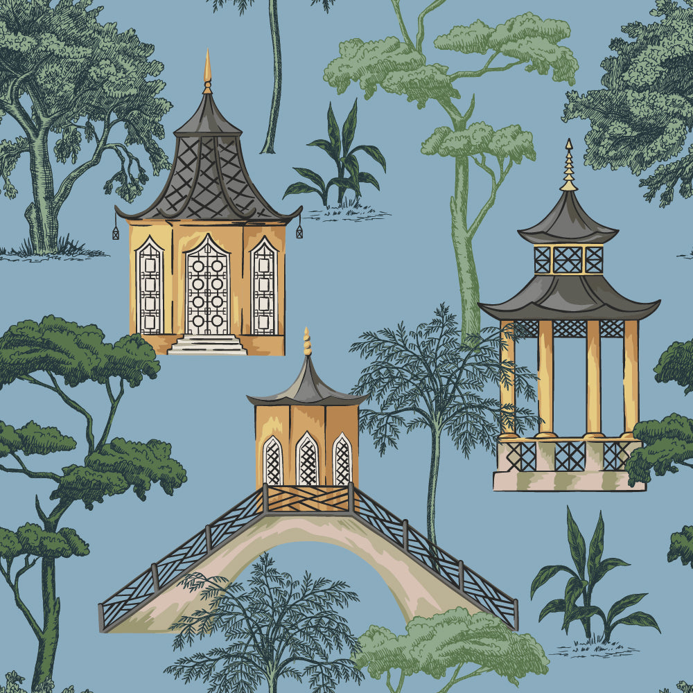 Ivy House behang Pagoda Wedgwood Blue IHW0042