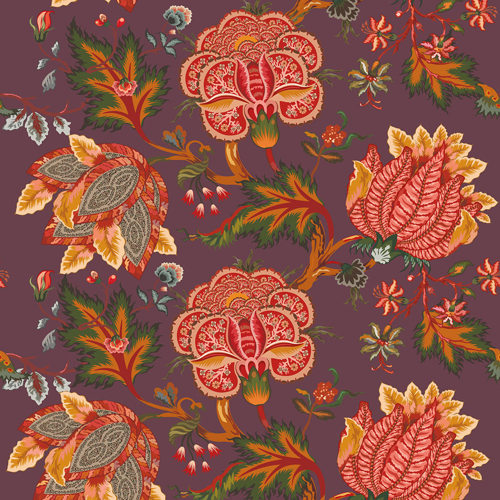 Ivy House behang Indienne Floral Lilac IHW0045