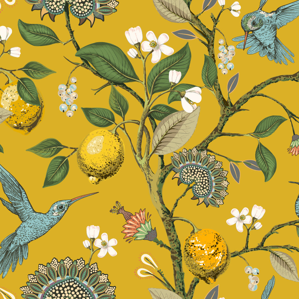 Ivy House behang Lemon Hummingbird Yellow IHW0057