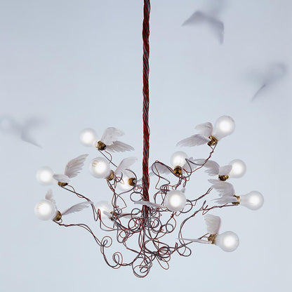 Ingo Maurer hanglamp Birdie rode kabel sfeerbeeld 