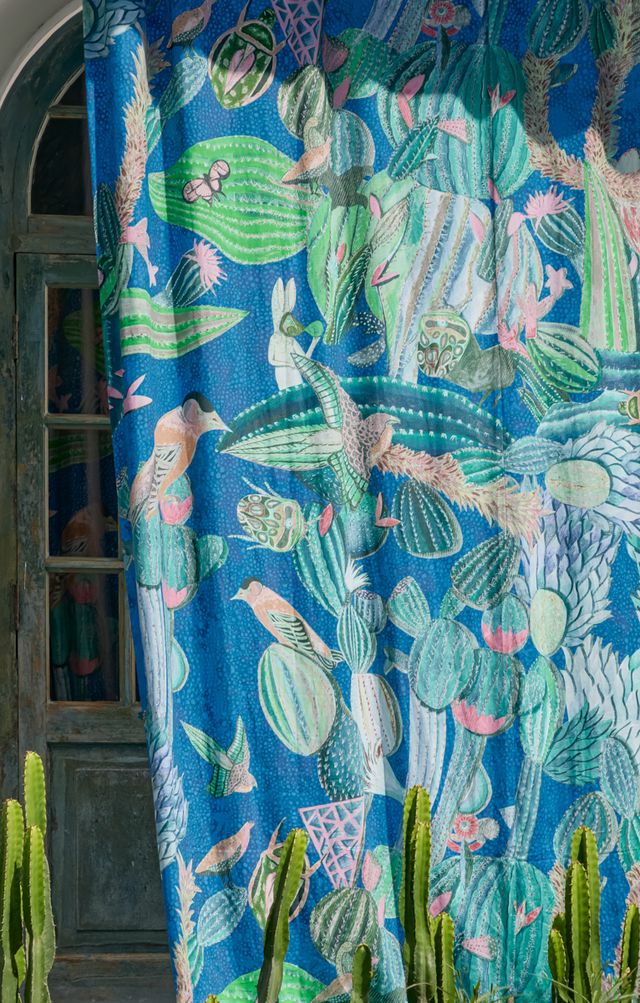 Jim Thompson stof Cardamom Cactus canopy ghost JT014015001 set van 2 panelen