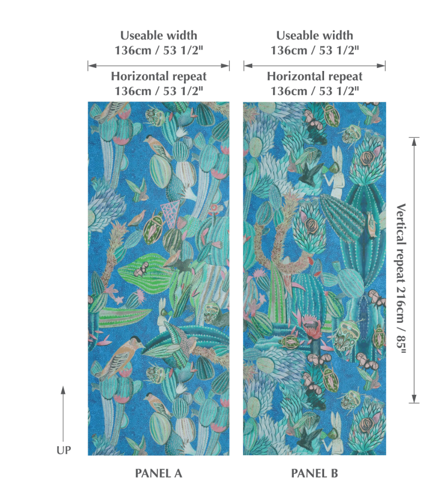Jim Thompson stof Cardamom Cactus canopy ghost JT014015001 set van 2 panelen