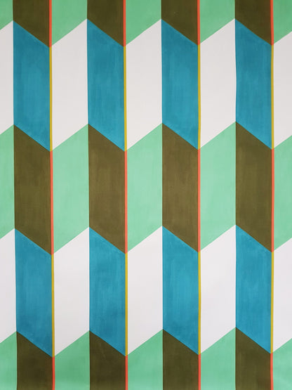Karin Sajo stof Mise en Plis KS 161 - 14 Azur gehele print