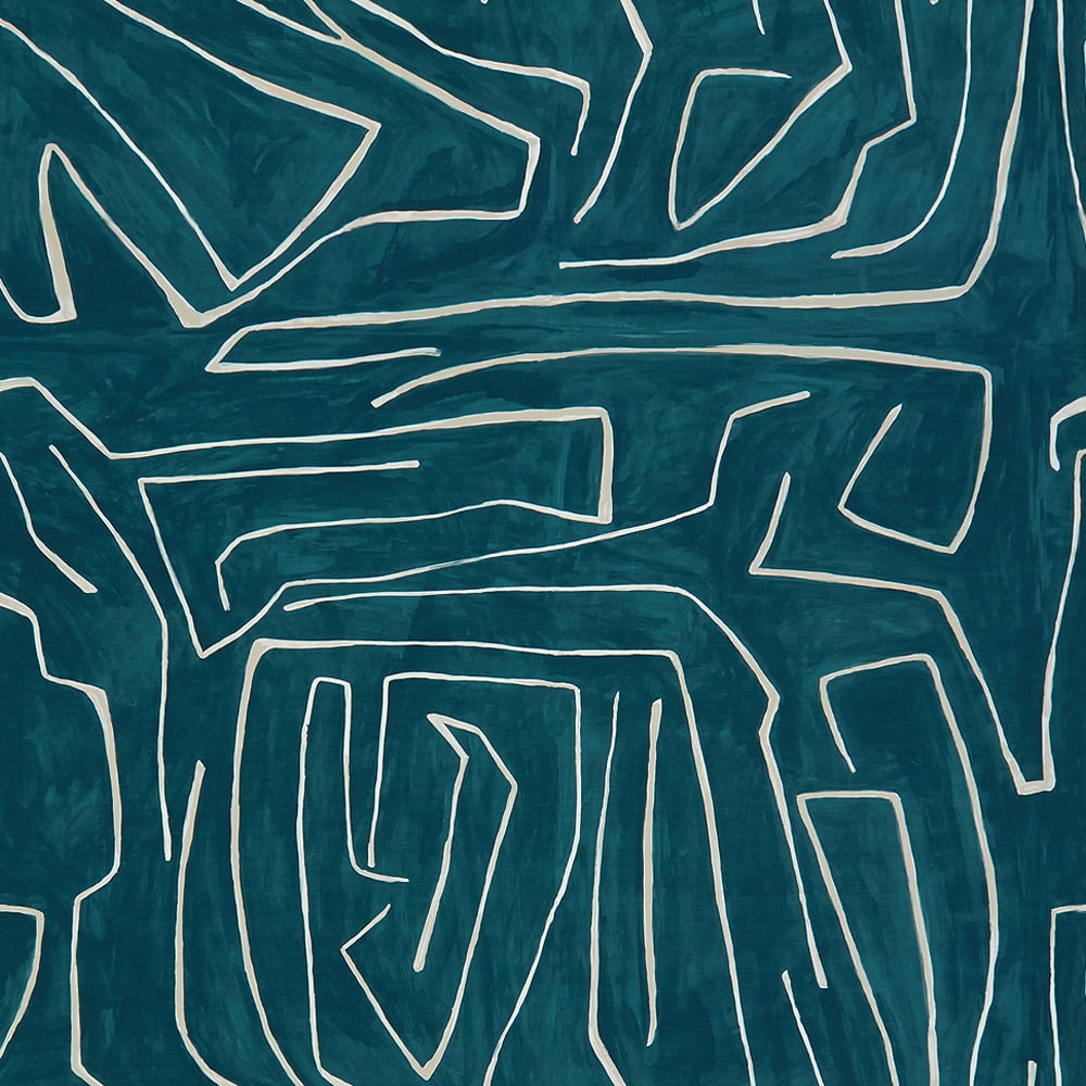 Kelly Wearstler stof Graffito Teal/Pearl