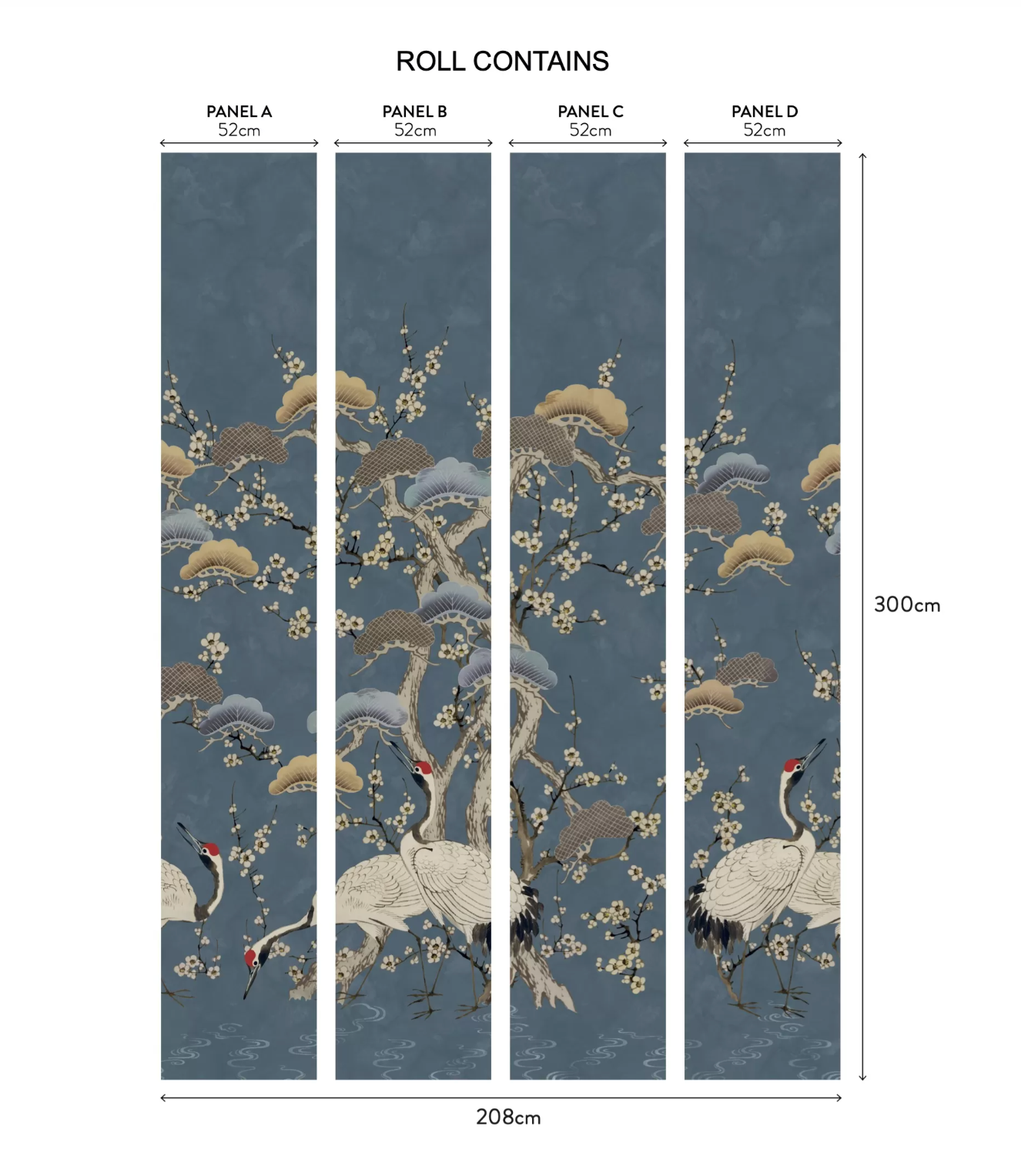 1838 Wallcoverings behang Kyoto Blossom - Prussian Blue Wall Mural 2311-174-01