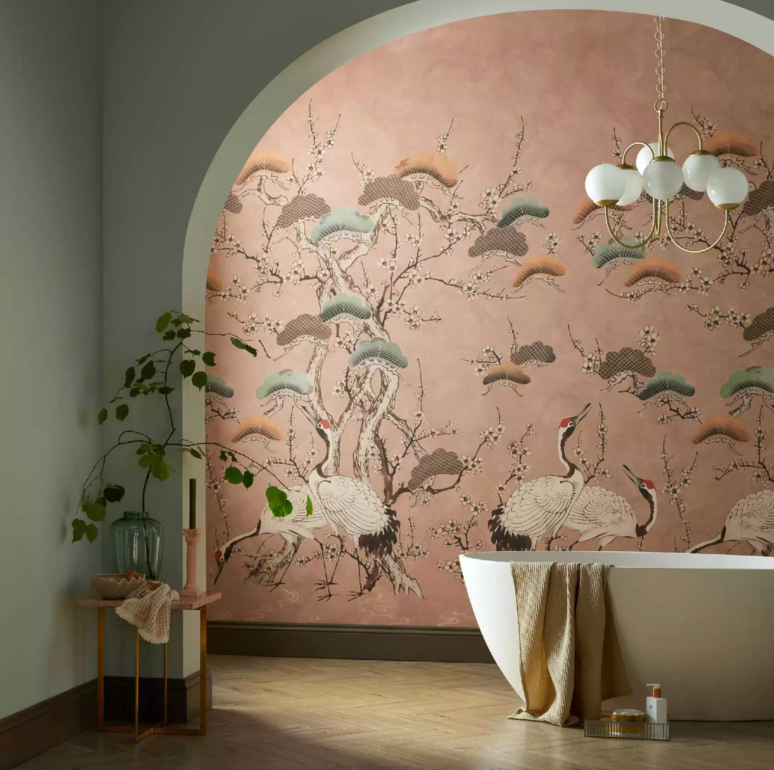 1838 Wallcoverings behang Kyoto Blossom - Sandstone Pink Wall Mural 2311-174-04