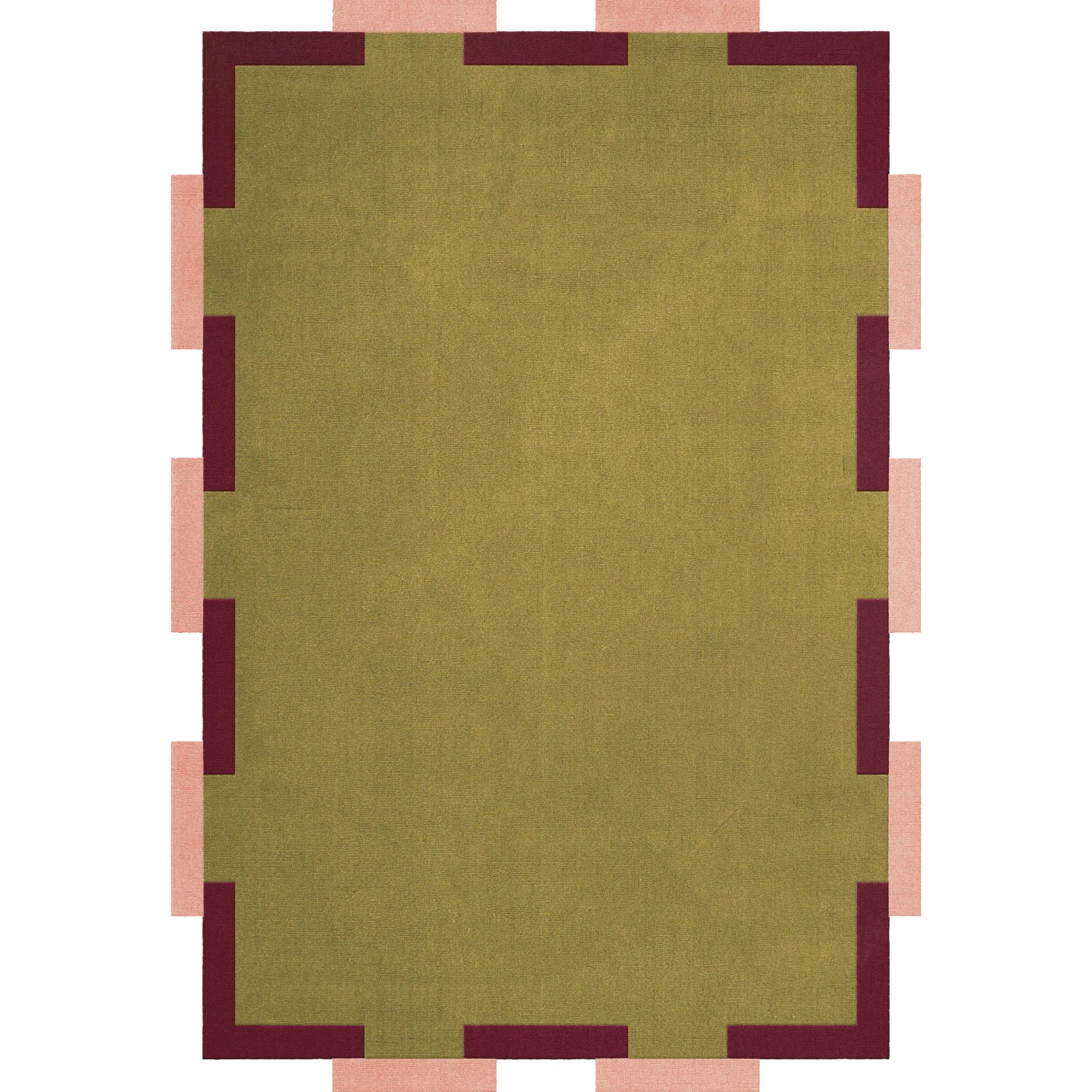 Layered Teklan Fregio Olive Blush wool vloerkleed