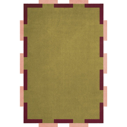 Layered Teklan Fregio Olive Blush wool vloerkleed