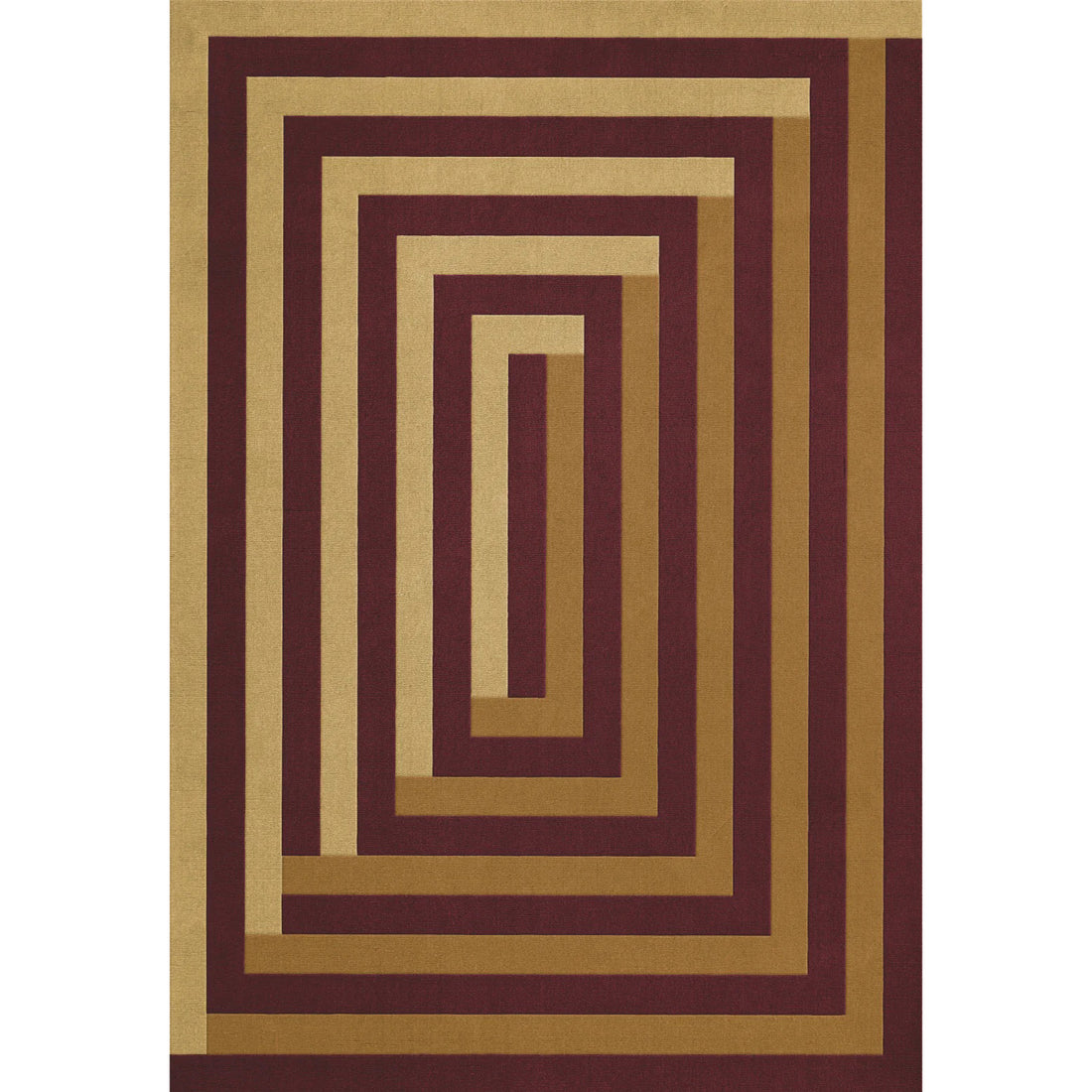 Layered Teklan Labyrinth Mulberry Sand wool vloerkleed