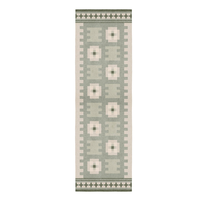 Layered Röllakan Selma Sage wool runner