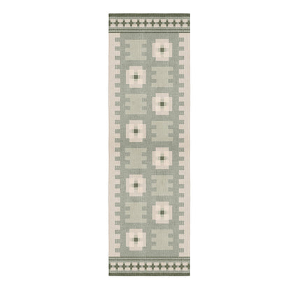 Layered Röllakan Selma Sage wool runner