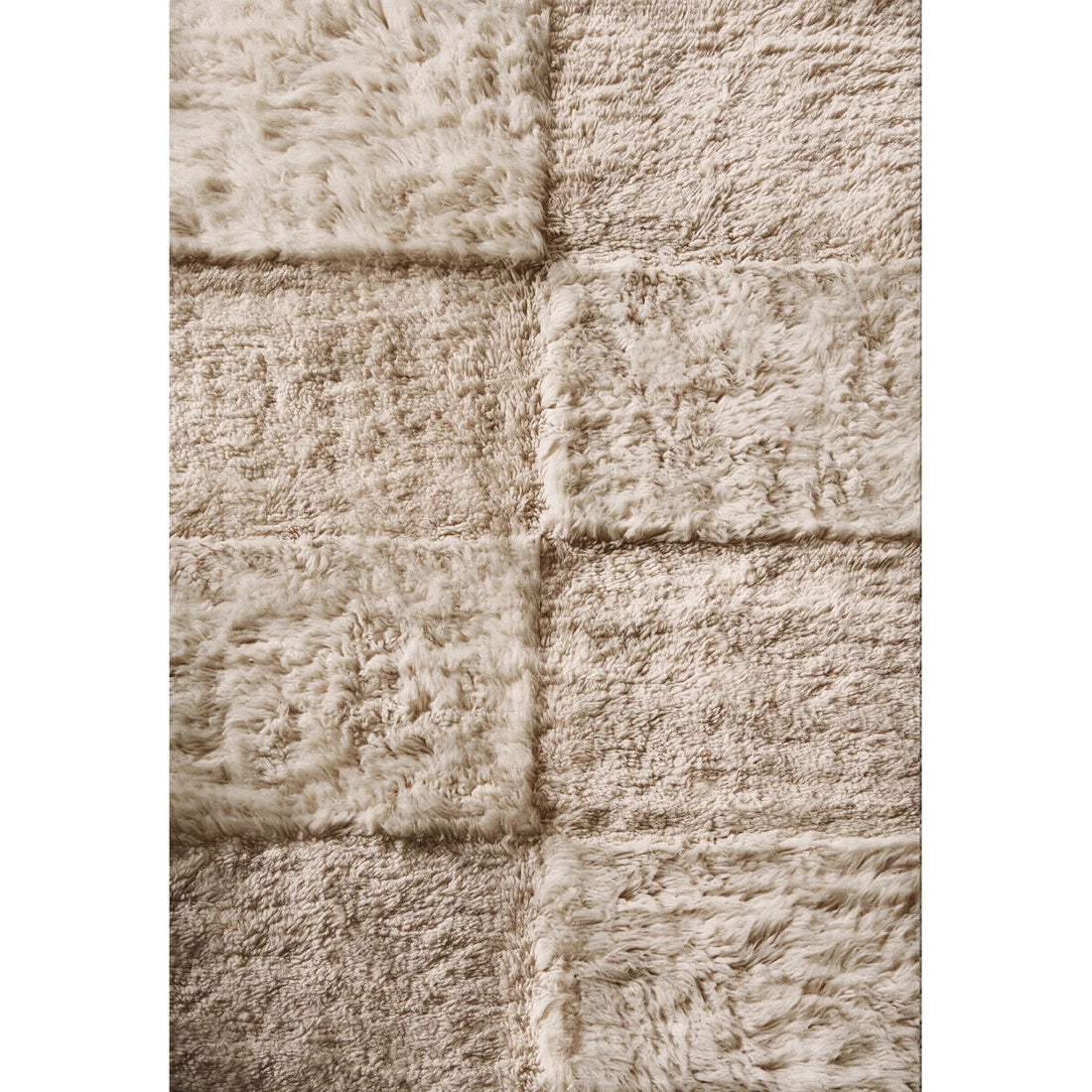 Layered Shaggy Check vloerkleed Oatmeal