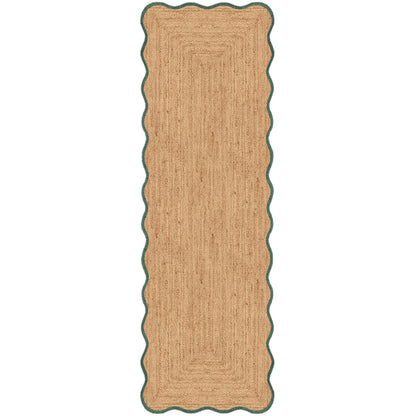 Layered Röllakan Scallop Dark Green Jute runner 