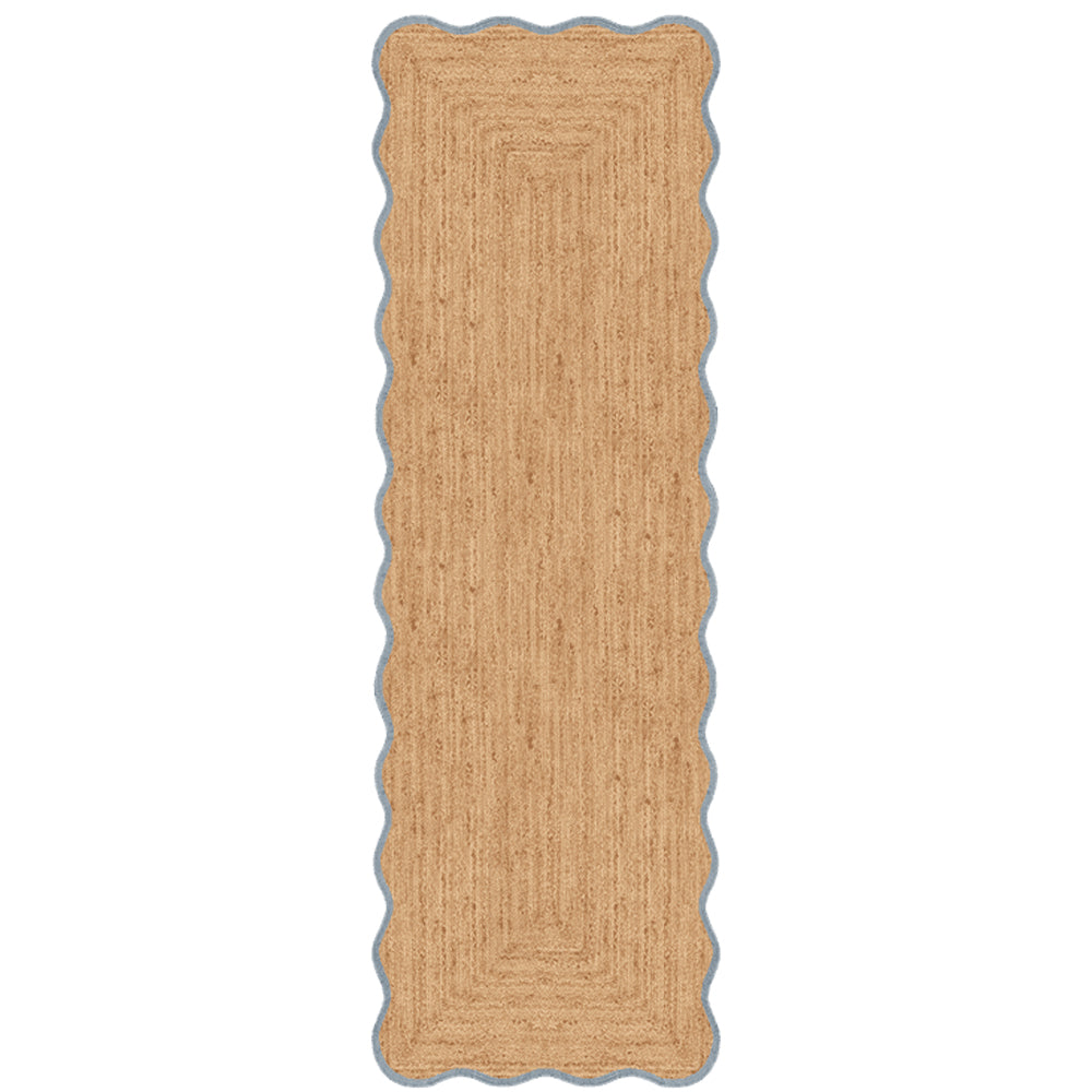 Layered Röllakan Scallop Misty Blue Jute runner