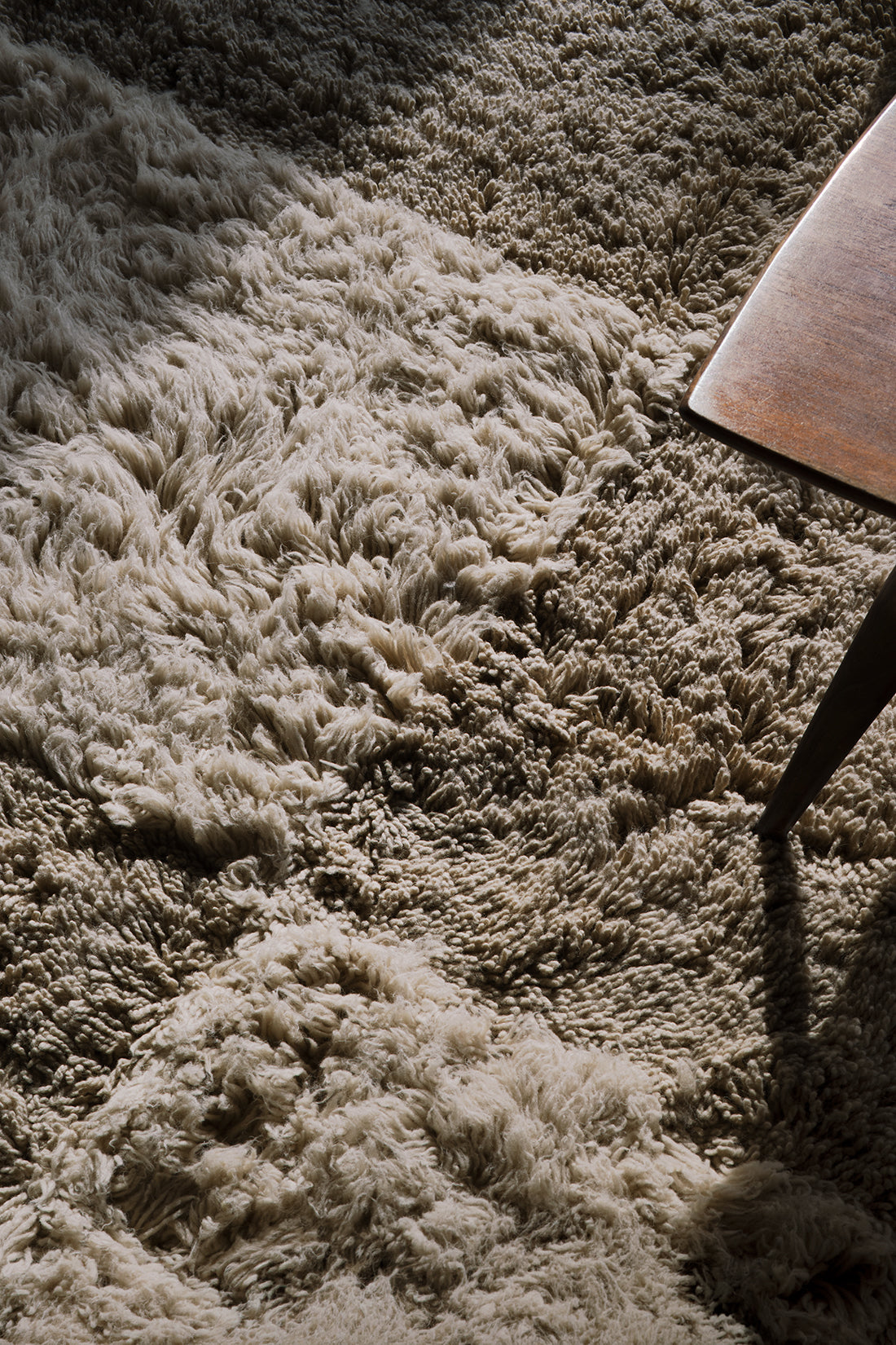 Layered Shaggy Check Oatmeal detailfoto wol