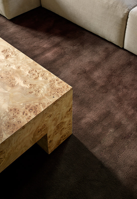 Layered classic solid wool Chicory Coffee vloerkleed