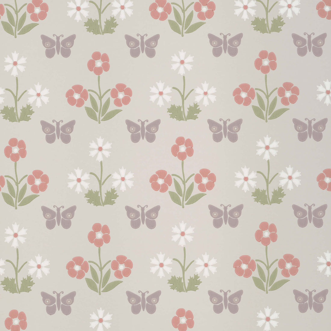 Little Greene Behang Burges Butterfly - French Grey