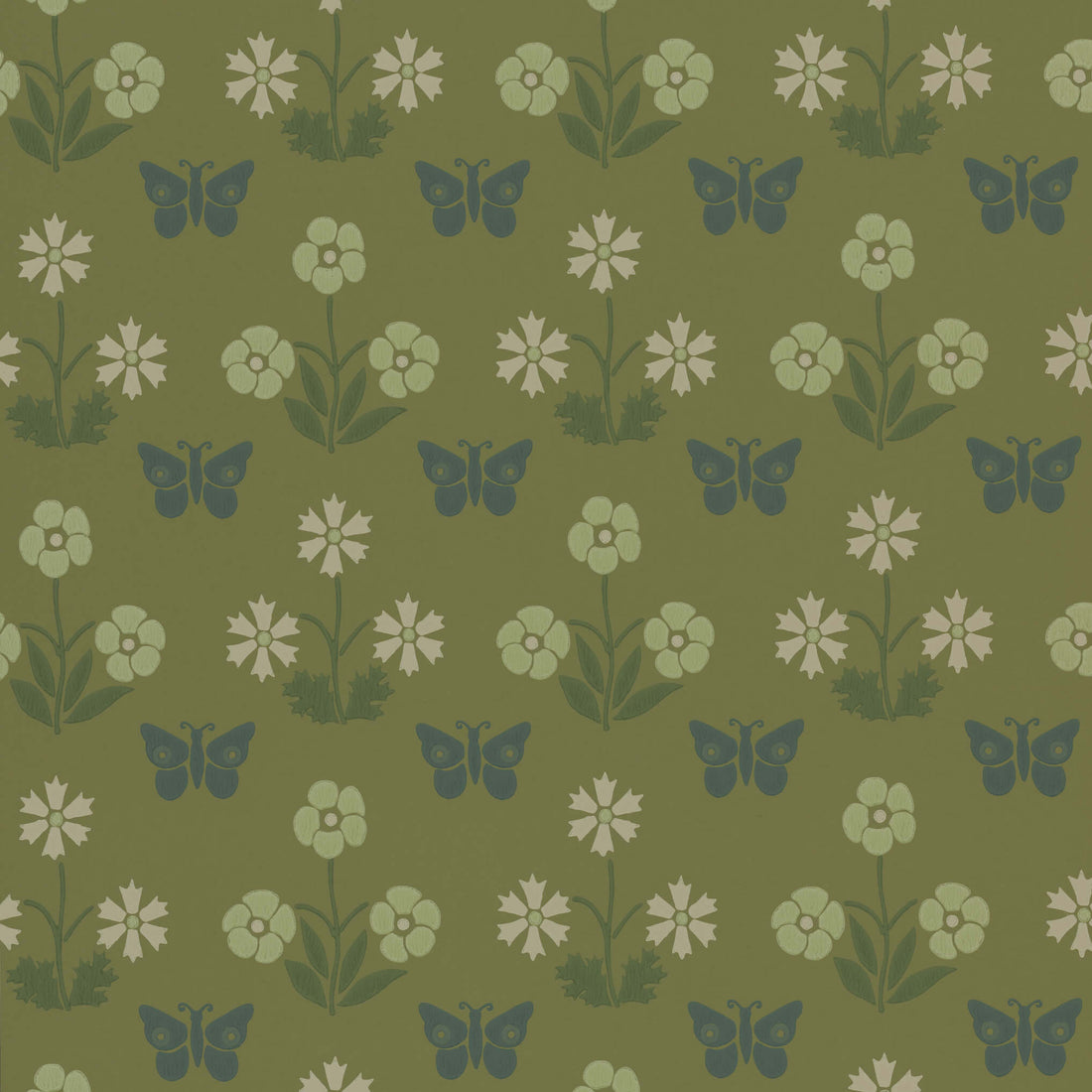Little Greene Behang Burges Butterfly - Garden