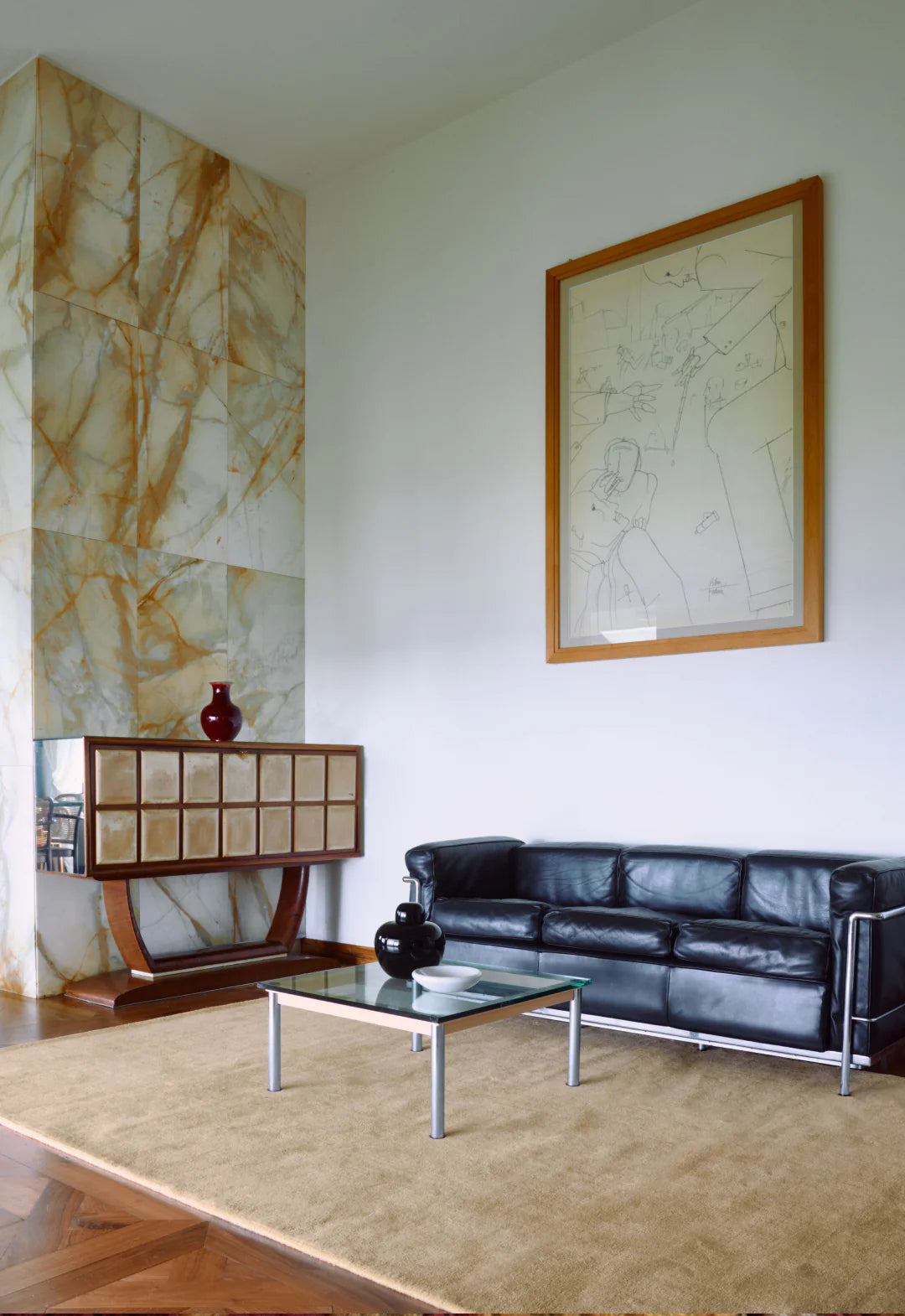 Layered Classic Solid Wool vloerkleed - Soft Yellow in woonkamer 