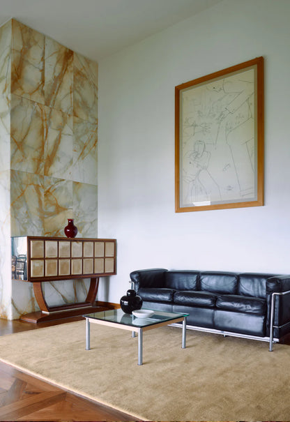 Layered Classic Solid Wool vloerkleed - Soft Yellow in woonkamer 