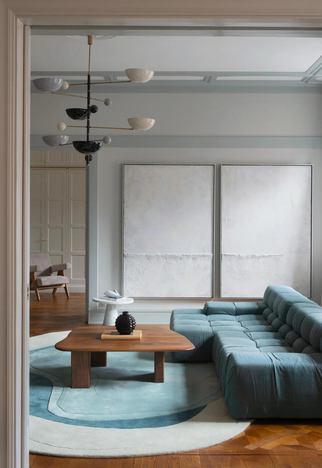 Layered Erik Bratsberg Lozza Wool vloerkleed - Teal sfeerbeeld