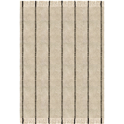 Layered Massproductions Cord  Wool Rug Black &amp; White
