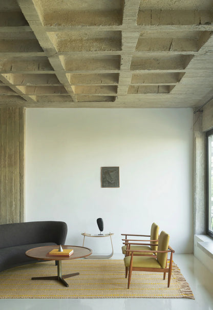 Layered Massproductions Cord  Wool Rug - Yellow Oatmeal sfeerbeeld woonkamer