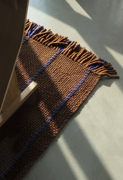 Layered Massproductions Cord Wool Runner - Blue Brown color