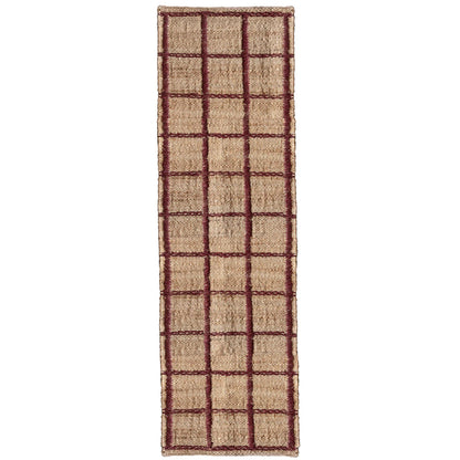 Layered Strata Jute Runner in de kleur Burgundy 
