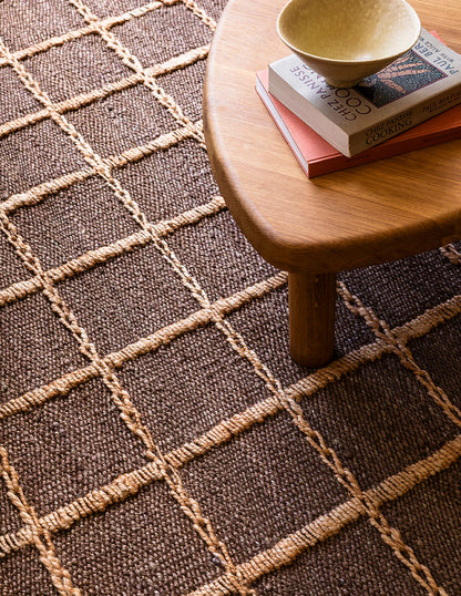 Layered Strata Jute vloerkleed Brown detail materiaal 