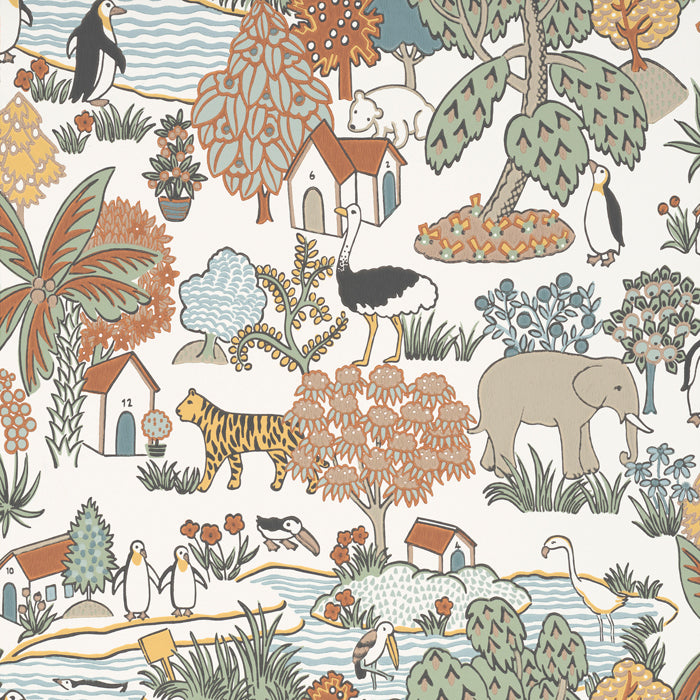 Little Greene Animal Kingdom behang in kleur Pea