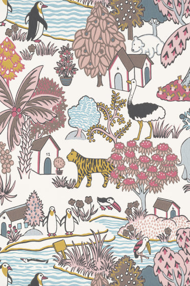 Little Greene Animal Kingdom behang in de kleur Confetti 