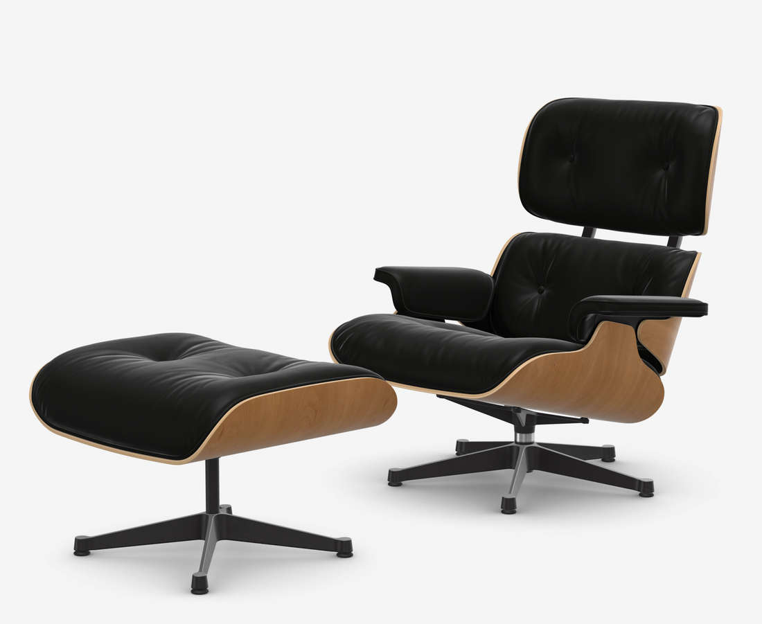 Lounge Chair en Ottoman zwart nero en cherry