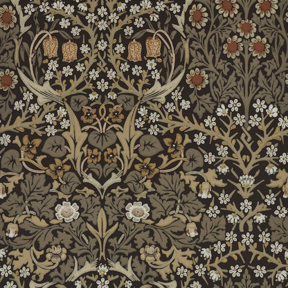 Morris and Co Blackthorn Charcoal behang MOW0165-01, patroon close-up Colours of Morris