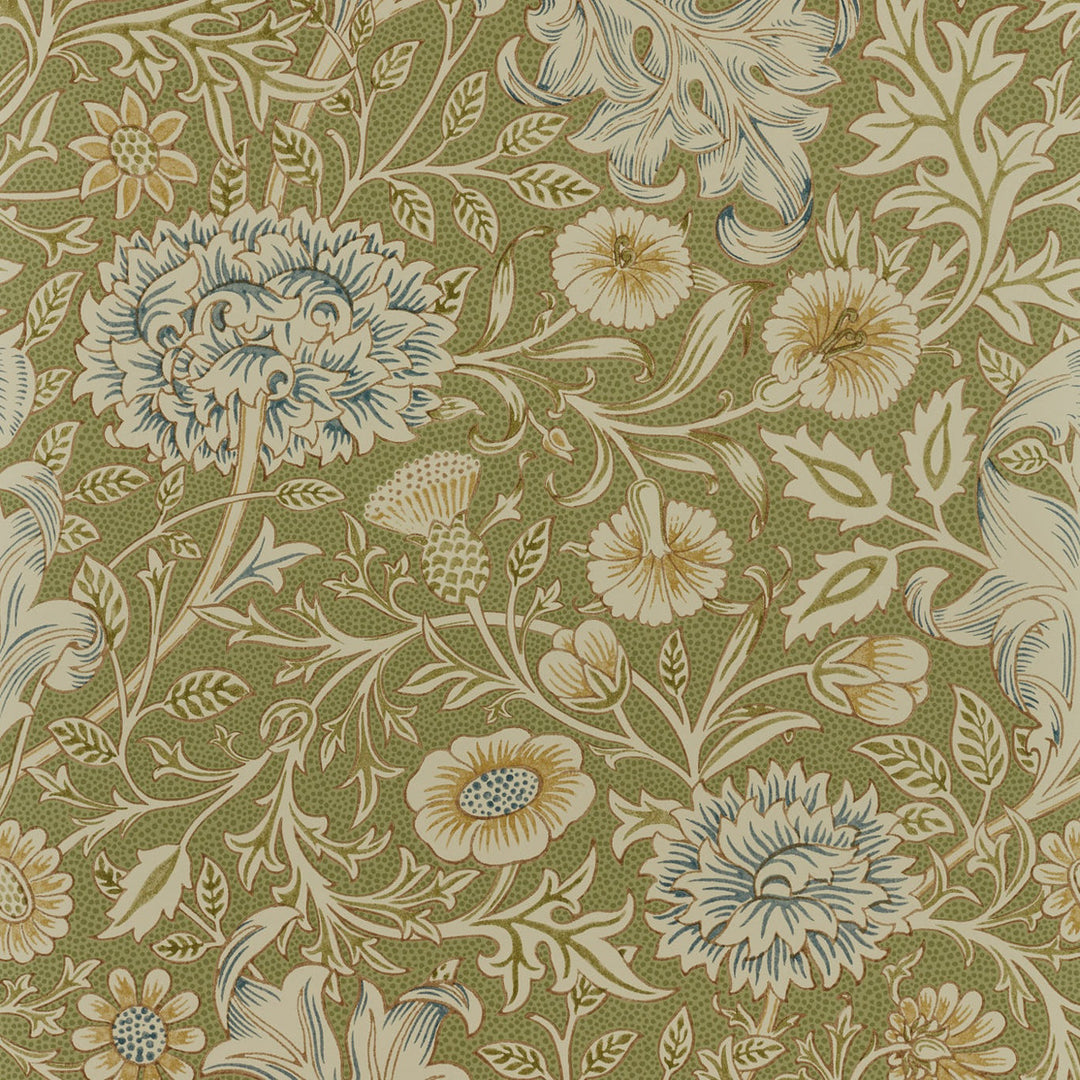 Morris and Co Double Boughs Gooseberry behang MOW0166-01, patroon close-up Colours of Morris