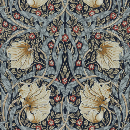 Morris and Co Pimpernel Indigo Hemp behang MOW0170-02, patroon close-up Colours of Morris