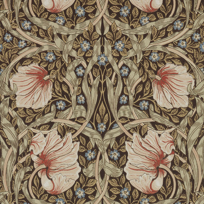 Morris and Co Pimpernel Walnut Sage behang MOW0170-04, patroon close-up Colours of Morris