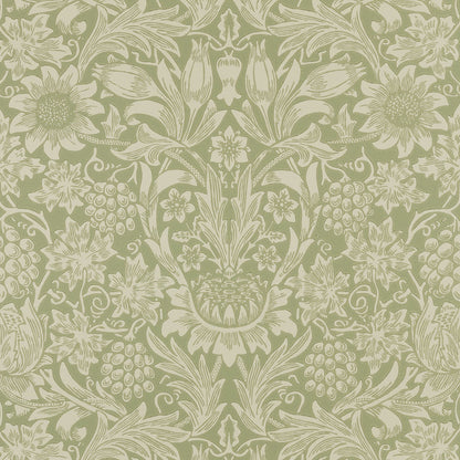 Morris and Co Sunflower Artichoke behang MOW0172-01, patroon close-up Colours of Morris