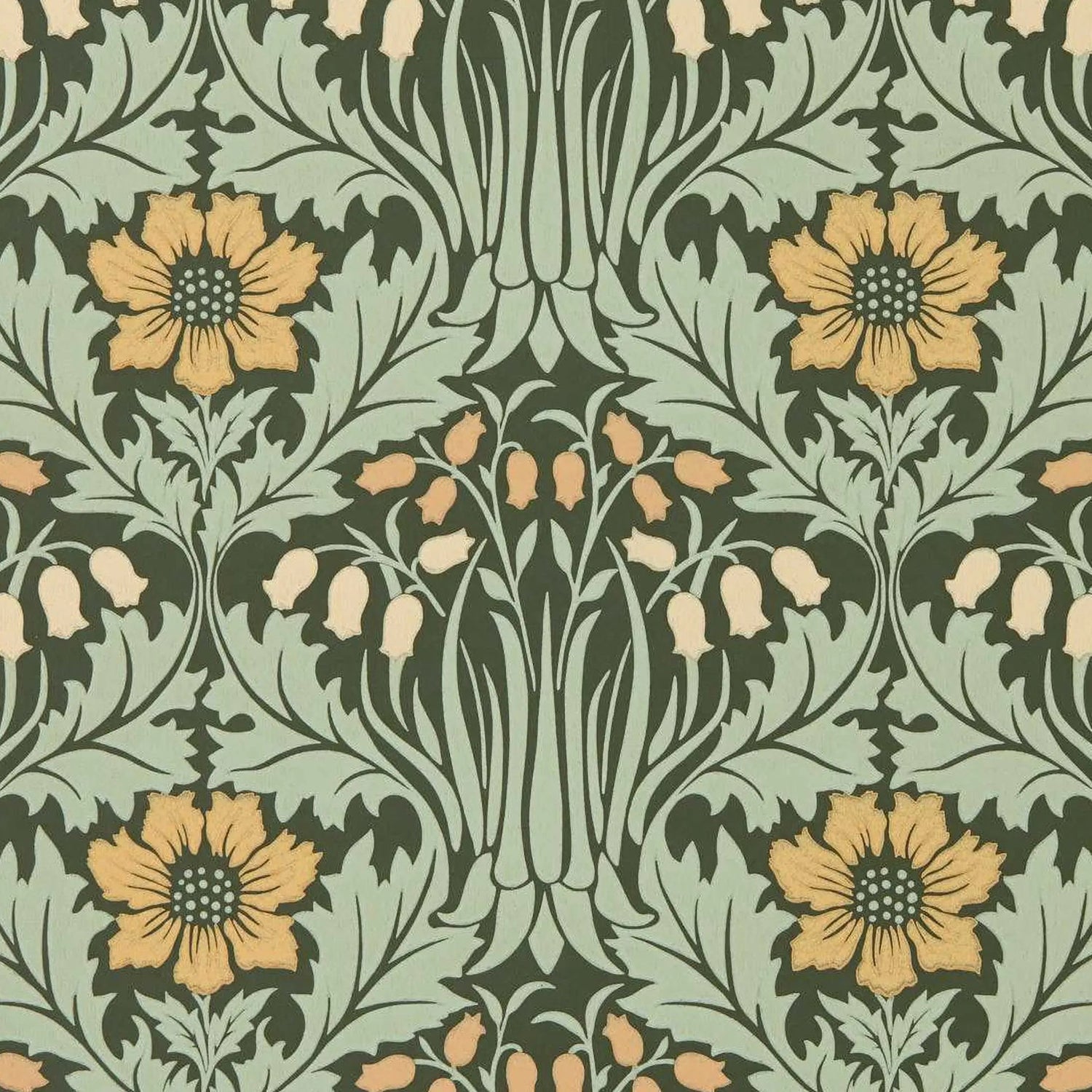 Morris and Co behang Woodbell &amp; Anemone Bayleaf/Manilla 217575