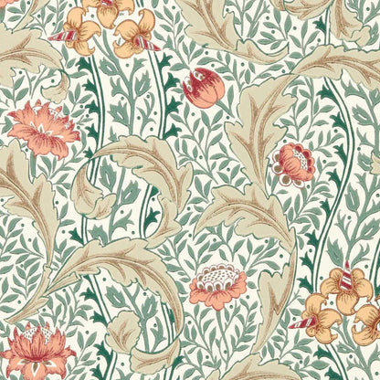 Morris and Co behang Wild Tulip &amp; Vine Coral/Teal 217578