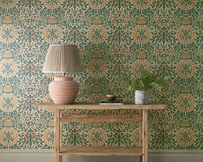 Morris and Co behang Daisy &amp; Oak Powder Madder/Teal 217586