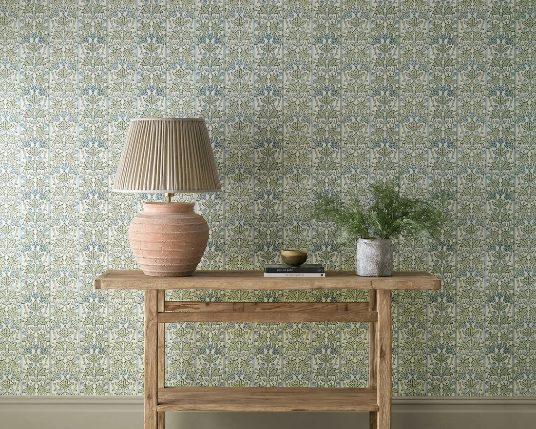 Morris and Co behang Oak &amp; Blossom Thyme/Woad 217590