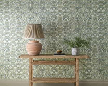 Morris and Co behang Oak &amp; Blossom Thyme/Woad 217590