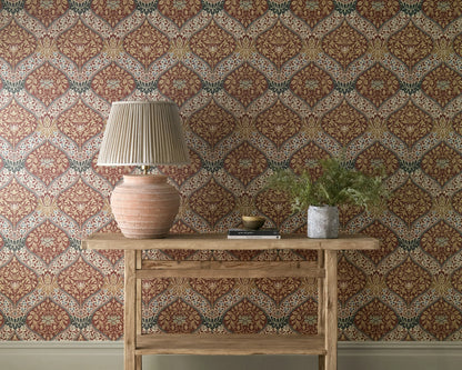 Morris and Co behang Norbury Slate/Madder 217594