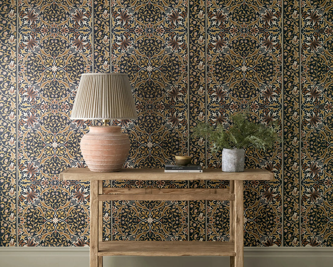 Morris and Co behang Walthamstow Indigo/Gold 217601