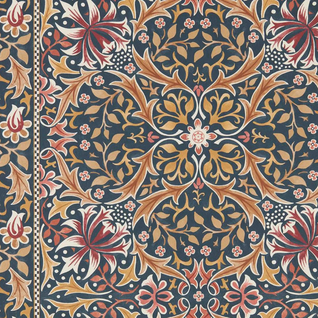 Morris and Co behang Walthamstow Indigo/Gold 217601