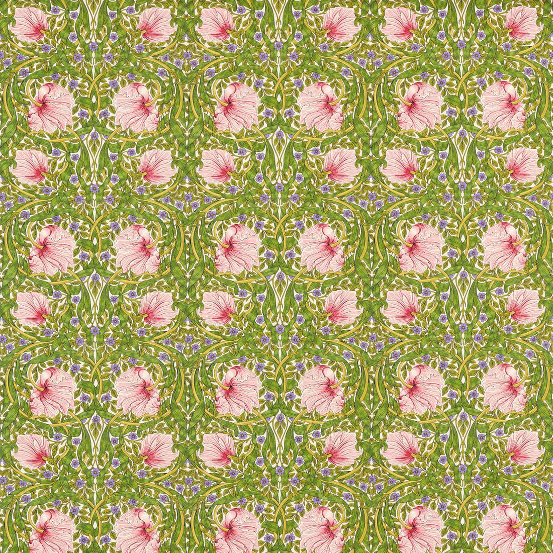 Morris and Co stof Pimpernel  Sap Green & Strawberry 227214
