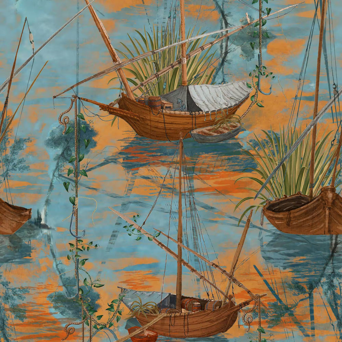 Mind the Gap behang Moored boats aquarius WP20724