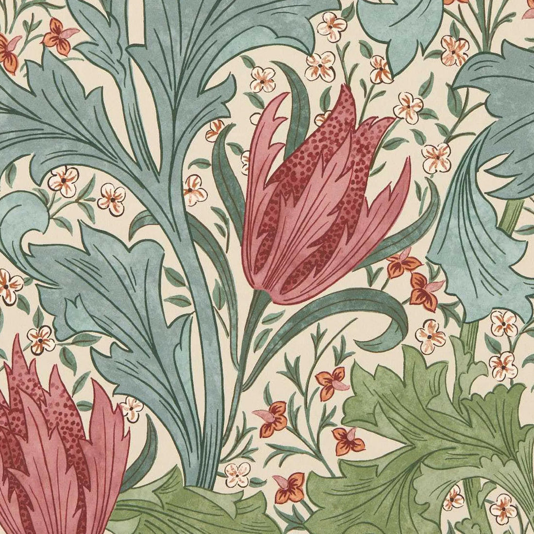 Morris and Co behang Lent Lily Plum/Bayleaf 217596