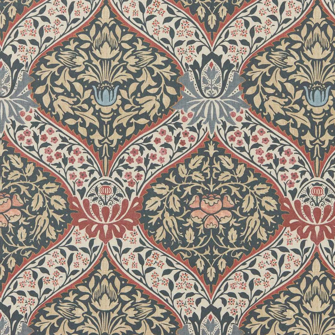 Morris and Co behang Norbury Brick/Teal 217593
